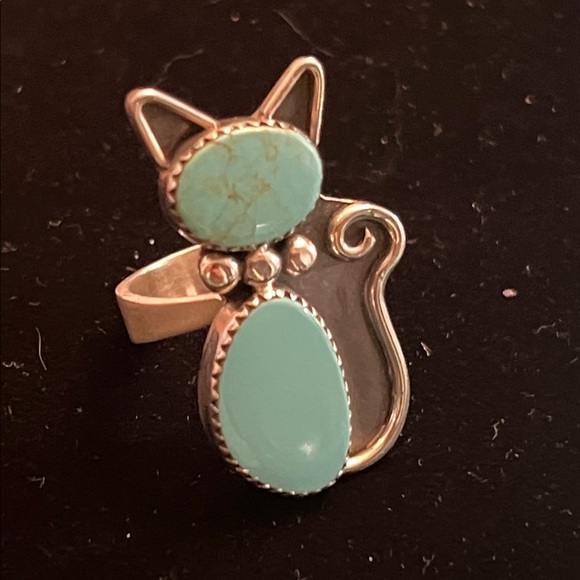 Jewelry - 925 STERLING SILVER TURQUOISE CAT RING